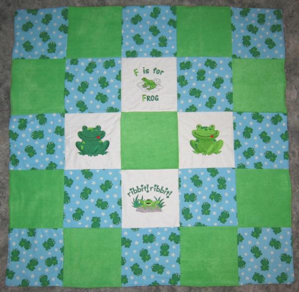 CUTE FROG Embroidered Soft Flannel Blanket picture