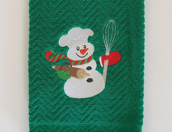 Christmas Baking Snowman Kitchen Hand Towel picture