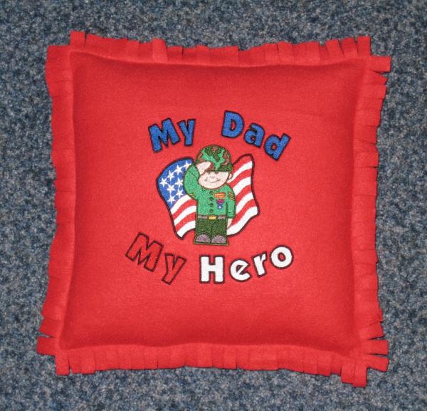 My Dad My Hero Embroidered Fleece Pillow