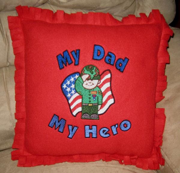 My Dad My Hero Embroidered Fleece Pillow picture