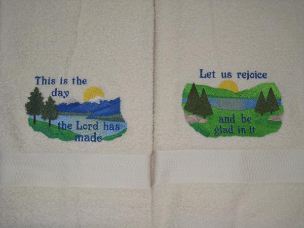 Psalm 118:24 Bible Verse Towel Set - Colorful Scenes with Scripture Bath Towels picture