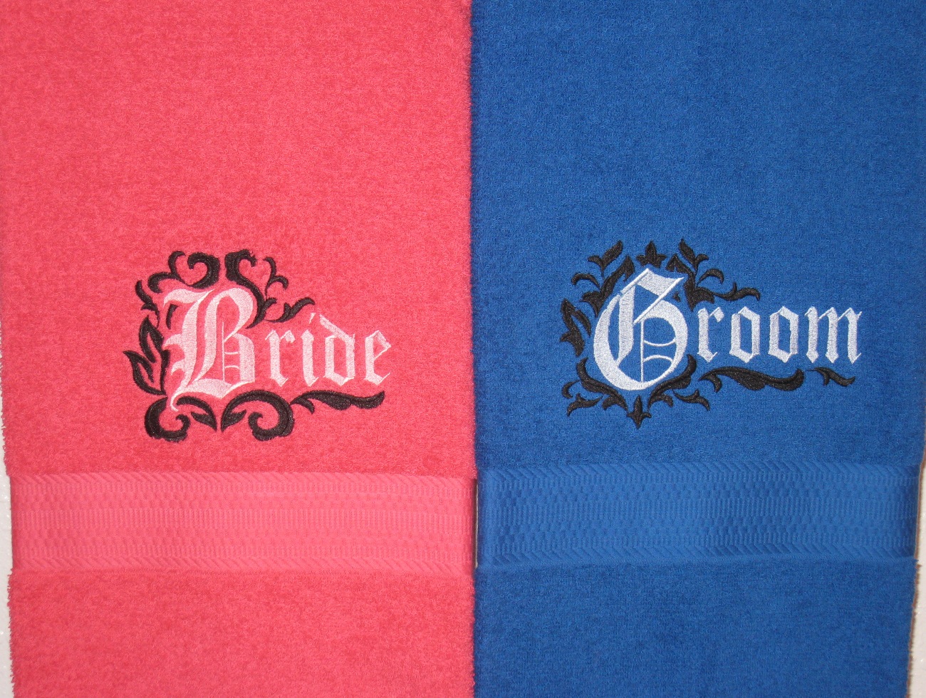 HIS and HERS Towel Set - Bride and Groom Bath Towels picture