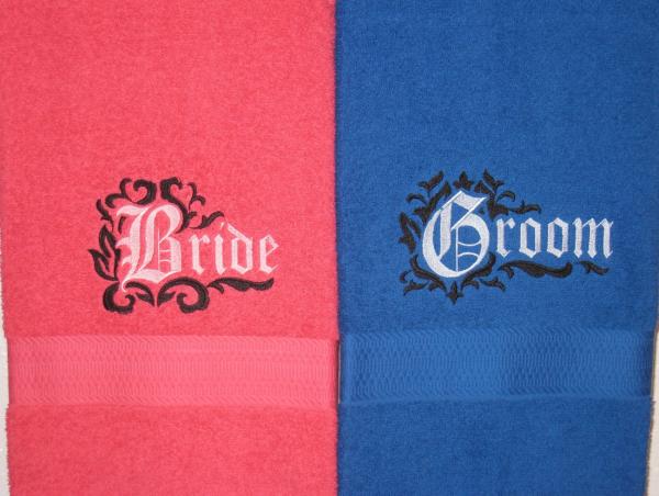 HIS and HERS Towel Set - Bride and Groom Bath Towels picture