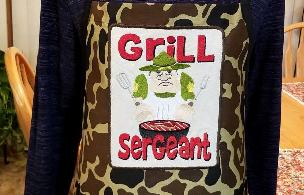 GRILL SERGEANT Embroidered Apron - CAMO Grilling or Cooking Apron picture