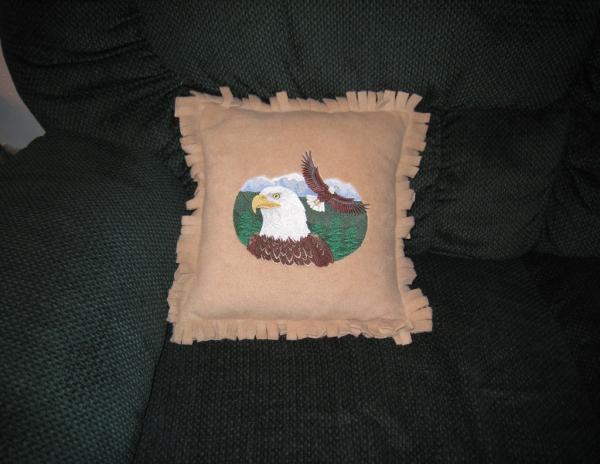 Eagle Head and Flying Eagle embroidered Fleece Pillow picture