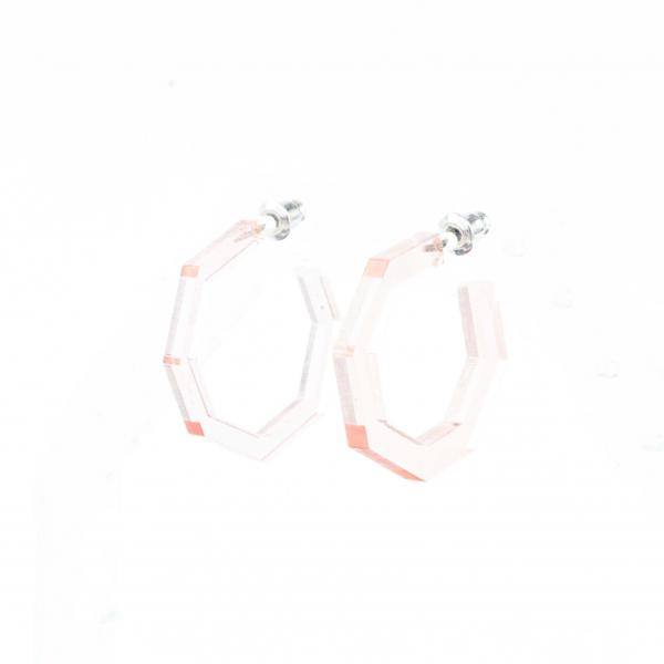 TRANSPARENT ROSE GOLD OCTAGON HOOPS