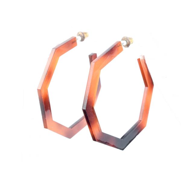 TORTOISE SHELL OCTAGON HOOPS