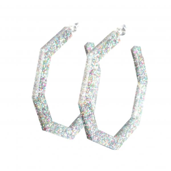 GLITTER OCTAGON HOOPS
