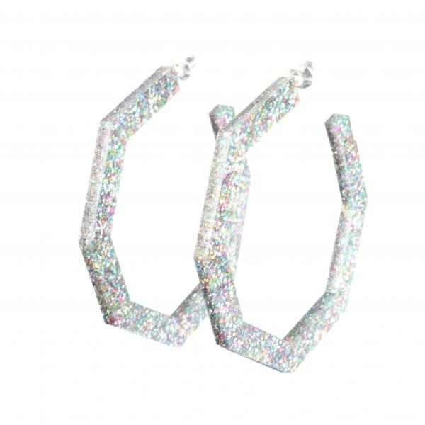 GLITTER OCTAGON HOOPS