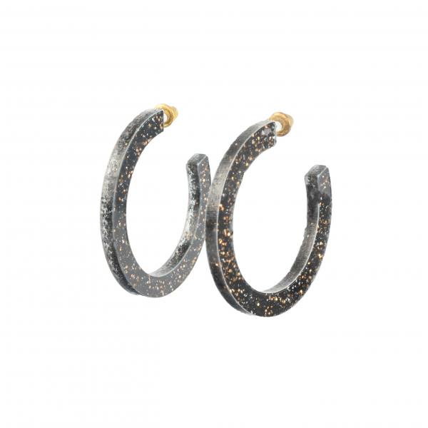 BLACK AND GOLD GLITTER HOOPS