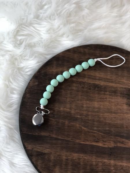 Mint Green Beehive Pacifier Clip picture