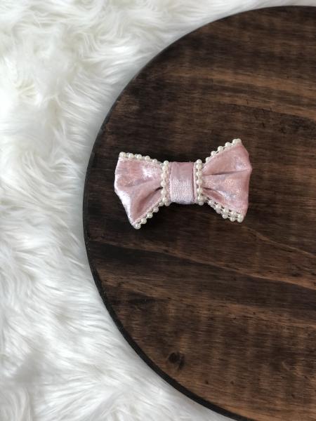 Pink Pearl Ribbon Mini Clip Bow picture