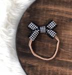 Buffalo Plaid Ribbon Bow Nylon Headband