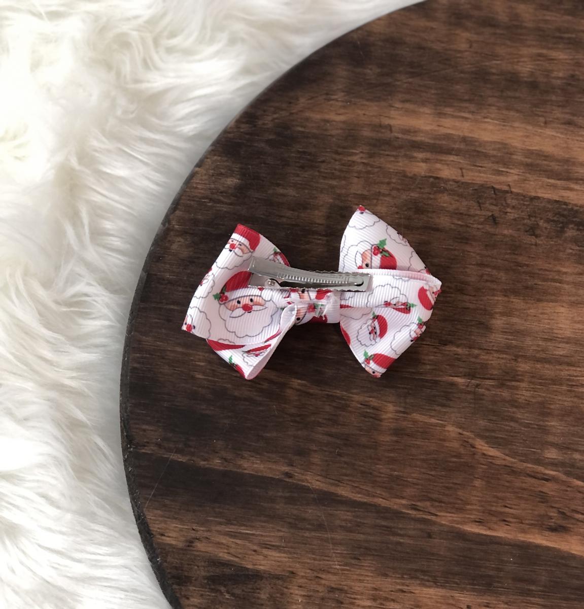 Santa Ribbon Mini Clip Bow picture