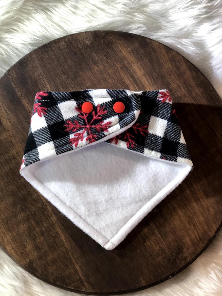 Snowflake Buffalo Plaid Bandana Bib picture