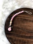 Mini Bead Pink Swirl Pacifier Clip