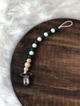 Mini Bead Green & White Pacifier Clip