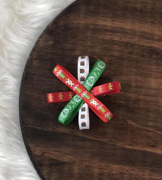 Christmas Pinwheel Ribbon Mini Clip Bow picture