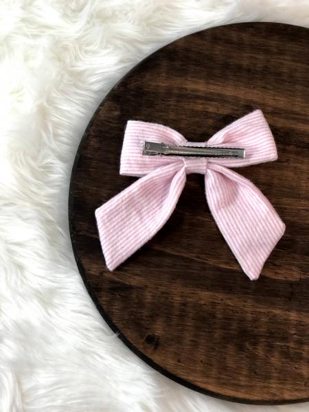 Pink Seersucker Clip Bow picture
