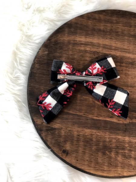 Snowflake Buffalo Plaid Clip Bow picture