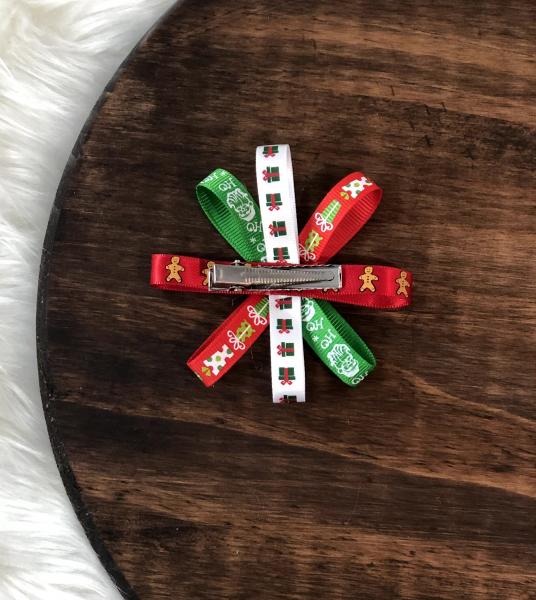 Christmas Pinwheel Ribbon Mini Clip Bow picture