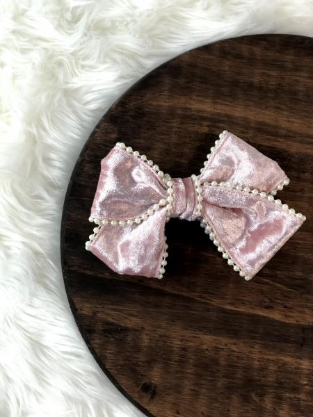 Pink Pearl Ribbon Clip Bow