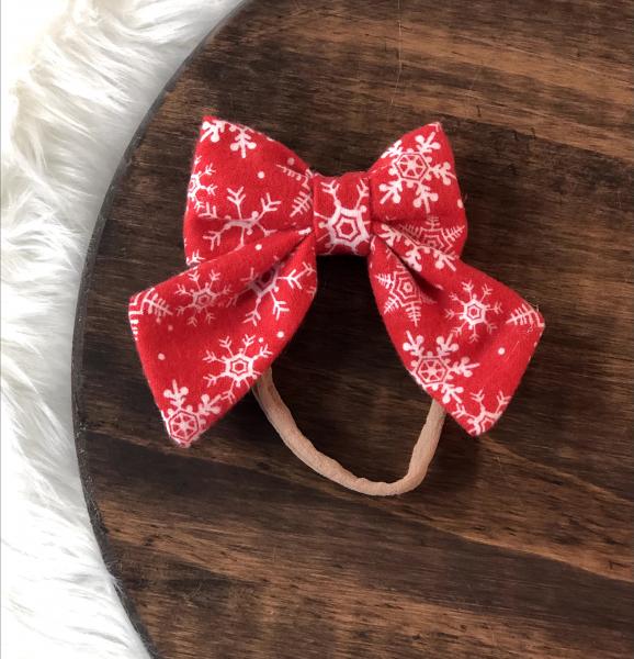 Falling Snow Bow Nylon Headband