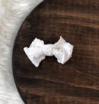 White Eyelet Ribbon Mini Clip Bow