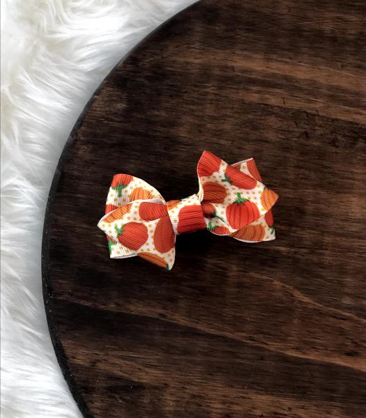 Pumpkins Ribbon Mini Clip Bow