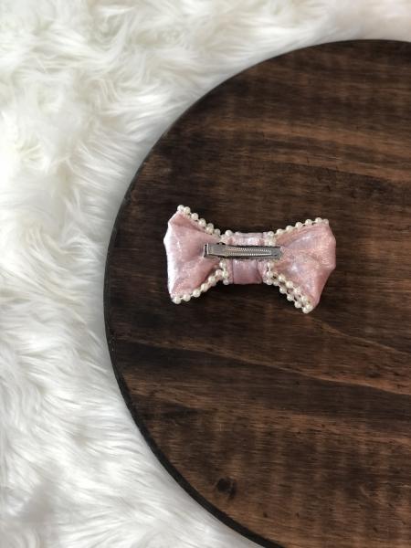 Pink Pearl Ribbon Mini Clip Bow picture