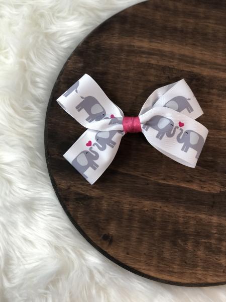 Pink Elephant Ribbon Clip Bow picture