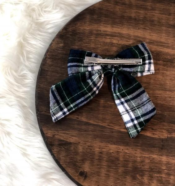 Blue & Green Plaid Clip Bow picture