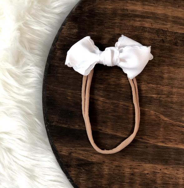 White Lace Trim Ribbon Bow Nylon Headband