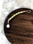 Mini Bead Lime & White Pacifier Clip