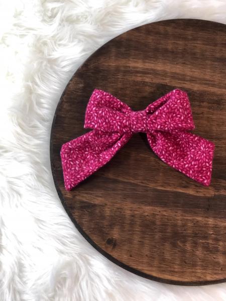 Hot Pink Mini Floral Clip Bow picture