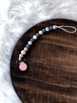 Mini Bead Grey & Marble Pacifier Clip