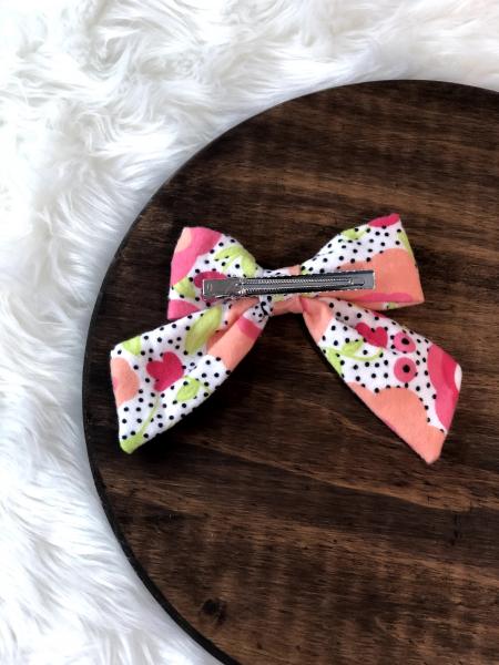 Coral Floral Clip Bow picture