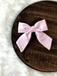 Pink Seersucker Clip Bow