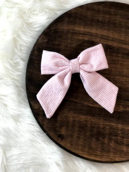 Pink Seersucker Clip Bow picture