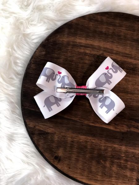 Pink Elephant Ribbon Clip Bow picture