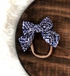 Navy & White Geometric Bow Nylon Headband