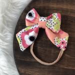 Coral Floral Bow Nylon Headband