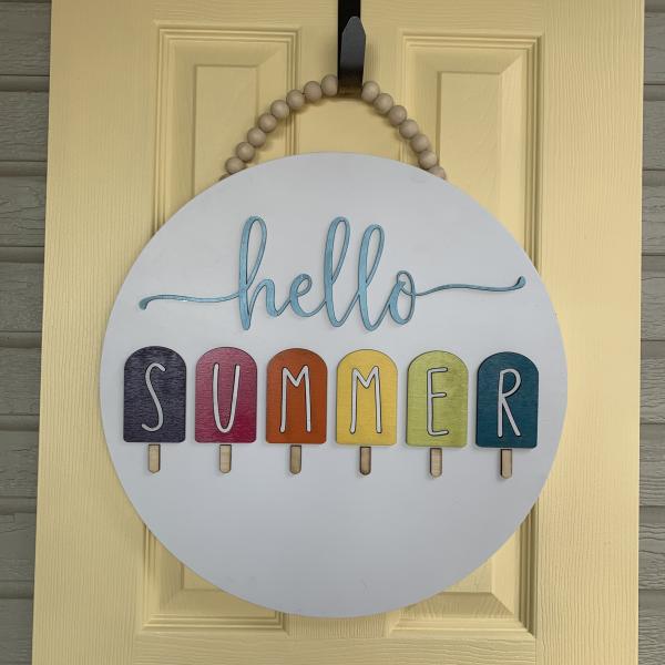 Hello summer round sign