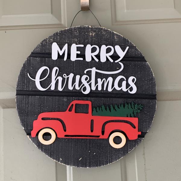 Merry christmas truck door hanger picture