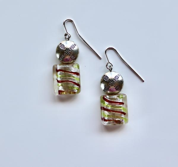Flying saucer and glaze square earring with sterling silver hook picture