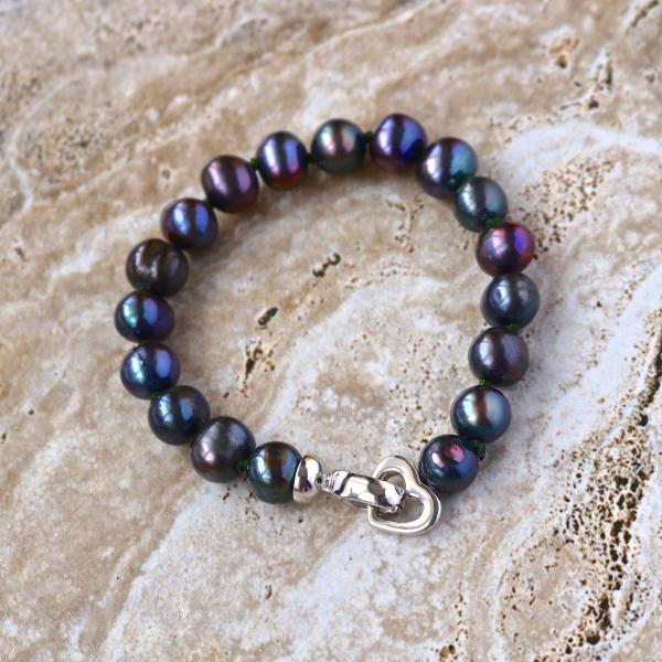 Freshwater black pearl bracelet