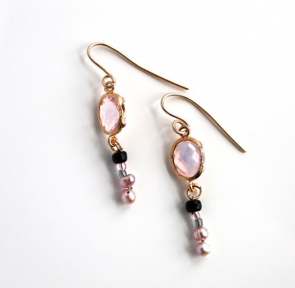 Crystal earring with mini pearl glass bead and 18K gold filled hook picture