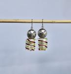 Flying saucer and glaze square earring with sterling silver hook