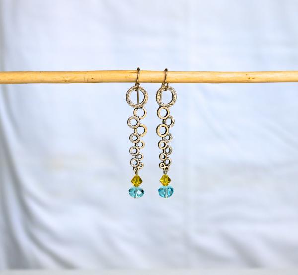 Silver bubble crystal earring picture