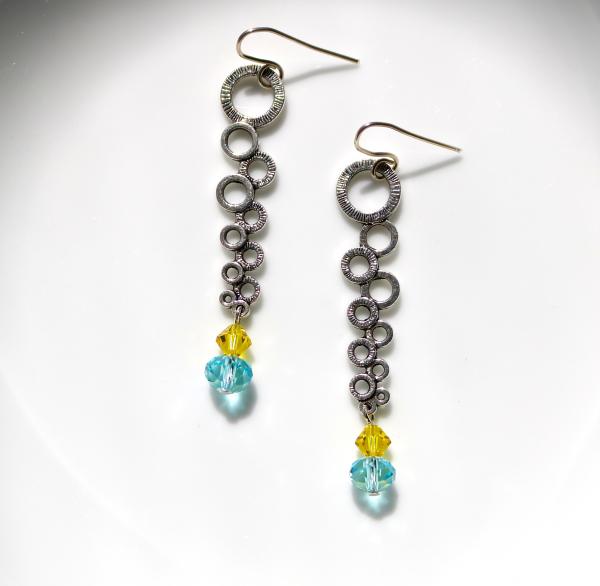 Silver bubble crystal earring picture